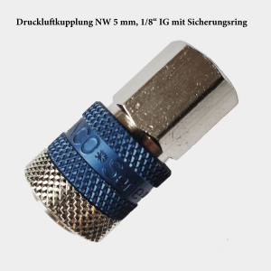 Druckluft-Kupplung NW 5 mm, ⅛ zoll IG mit Sicherungsring-grau